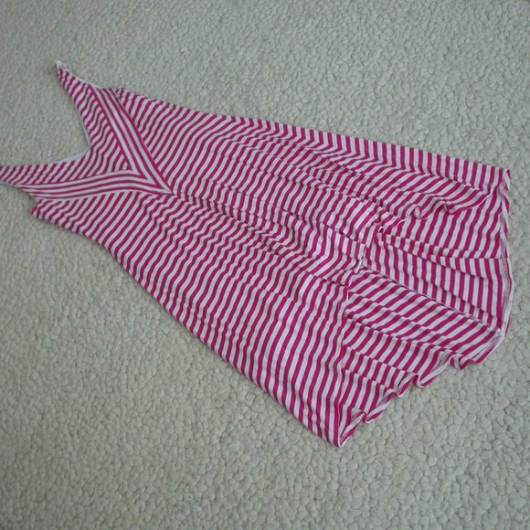 Hot Pink and White Striped Hi Low Dress - Picture 6 of 8